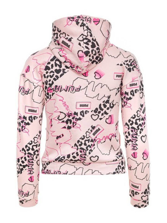 Puma Athletic Kids Cardigan Sweatshirts Hooded Pink Alpha