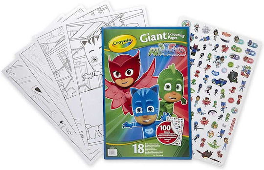 Crayola Painting Large Coloring Pages & 100 Stickers PJ Masks for Children 3+ years Years