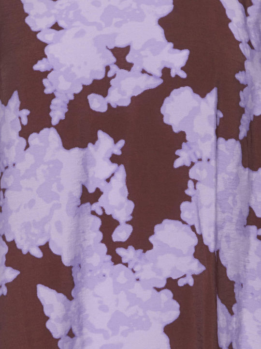 ICHI Women's Blouse Long Sleeve Floral Purple