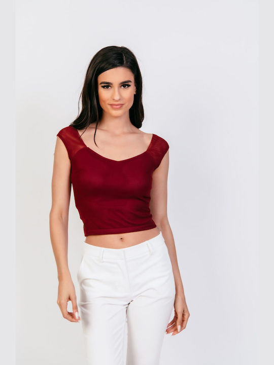 Donna Martha Bluza de Damă de Vară Fără mâneci Burgundy