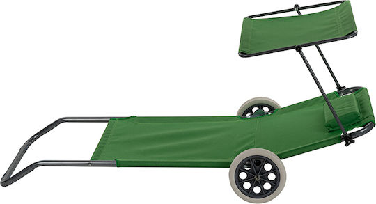 Muhler Beach Sunbeds Green Foldable Steel 147x52x24cm 4 Pieces