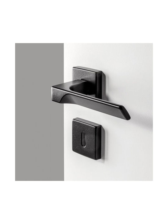 Manital Hebel Mittlere Tür mit Rosette Flash Paar Black Matt
