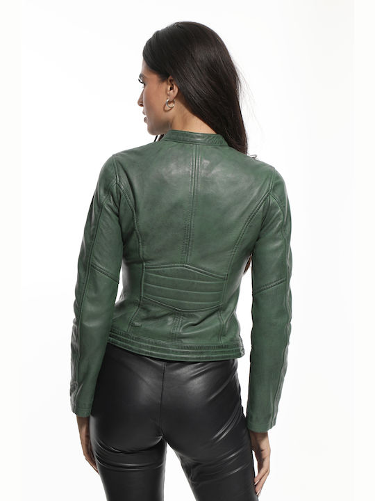 Newton Leather Women's Short Lifestyle Leather Jacket for Winter Green.