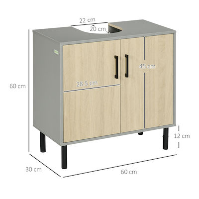 Kleankin Cabinet de baie fără chiuvetă L60xl30xH60cm Maro