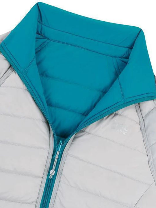 Polar Κοντό Γυναικείο Puffer Μπουφάν Διπλής Όψης για Χειμώνα Light Petrol