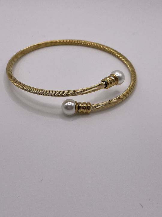 Bracelet Handcuffs made of Steel Gold Plated with Pearls