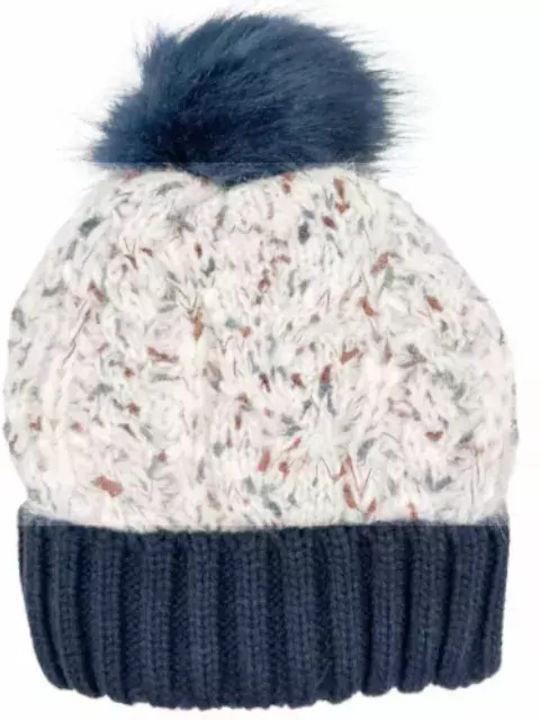 Verde Pom Pom Beanie Γυναικείος Σκούφος Πλεκτός σε Μπεζ χρώμα