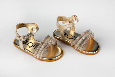 Ever Kid Gold Baptism Leather Sandals