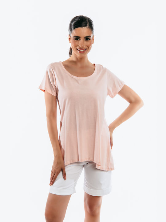 Boutique Women's Blouse Short Sleeve Pink