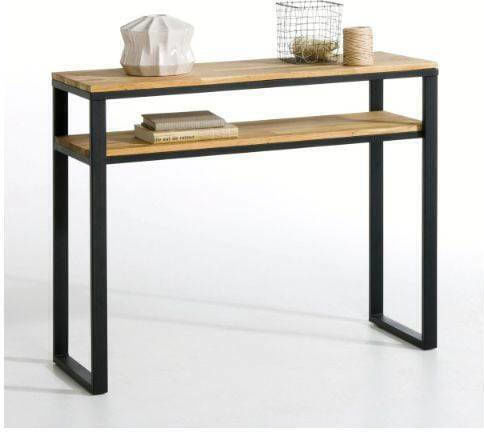 Consolă din Lemn Masiv și Metal Open Oak L100xL30xH90buc Consolă din Lemn Masiv și Metal Open Oak L100xL30xH90buc