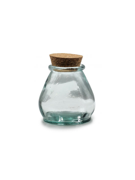 Glass Drops Βάζο Γενικής Χρήσης με Φελλό Γυάλινο Διάφανο 380ml