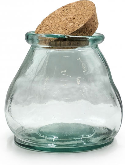 Glass Drops Βάζο Γενικής Χρήσης με Φελλό Γυάλινο Μπεζ 800ml