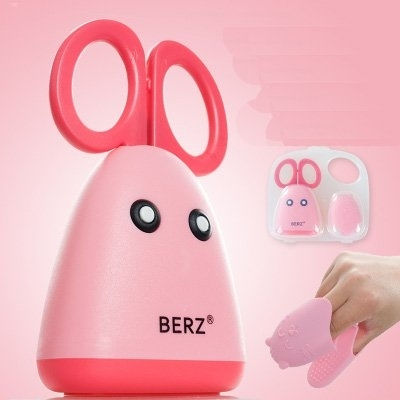 Berz Metal Baby Food Scissors Stainless Steel Food Scissors & Silicone Handle 3pcs Pink 8701-001