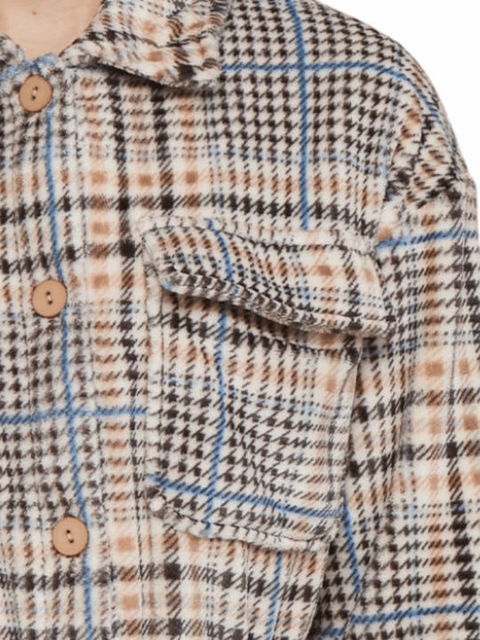 Noidinotte De iarnă Pentru Femei Fleece Halat Plaid Beige