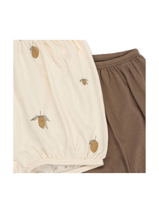 Pantaloni scurți din bumbac pentru copii 2pcs Lemon/Shitake 3M-3Y Konges Slojd