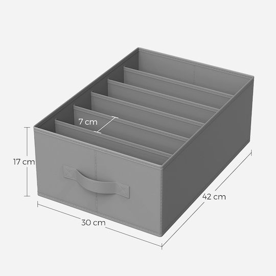 Songmics Υφασμάτινο Organizer Συρταριών για Εσώρουχα / Πουκάμισο / Ρούχα σε Γκρι Χρώμα 42x30x17cm 4τμχ