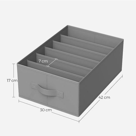 Songmics Υφασμάτινο Organizer Συρταριών για Εσώρουχα / Πουκάμισο / Ρούχα σε Γκρι Χρώμα 42x30x17cm 2τμχ