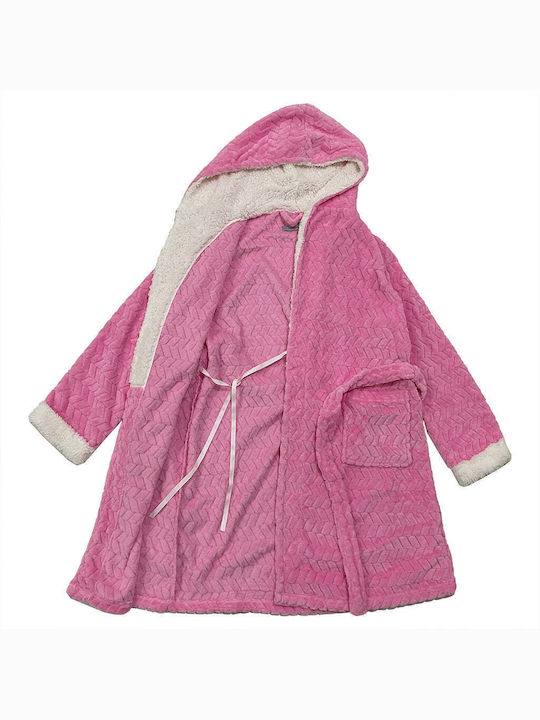 Ustyle Winter Women's Fleece Robe Rose