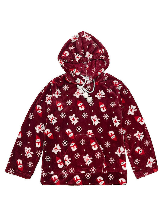 Ustyle De iarnă Set Pijamale pentru Femei Fleece Bordeaux