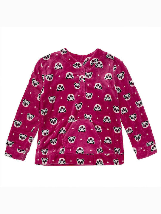 Ustyle Winter Women's Pyjama Set Fleece Fuchsia