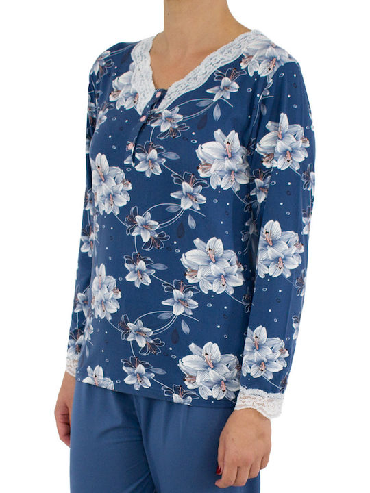 Bonito Winter Damen Pyjama-Set Blue