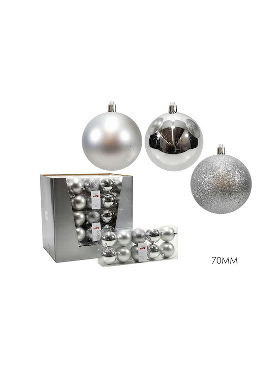 ArteLibre Weihnachtshänger Kugel Ornament Silber 7cm Set 10Stück