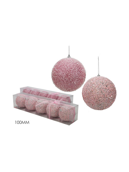 ArteLibre Weihnachtshänger Kugel Ornament Rosa mit Goldstaub 10cm Set 5Stück