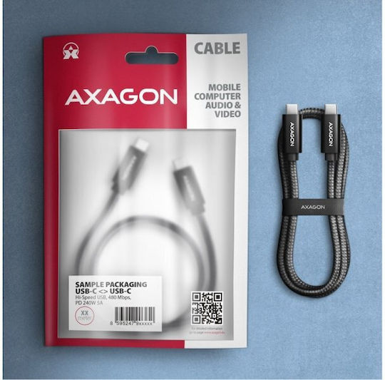Axagon USB 2.0 Cable USB-C male - USB-C 240W Μαύρο 1.5m AKAXNTUCM2CM15A
