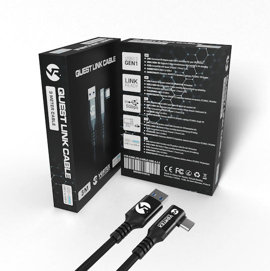 Vortex Virtual Reality USB 3.2 Cable USB-C male - USB-A Μαύρο 3m VVR.K3M2.OQ.CABLE.USB.A.3.2