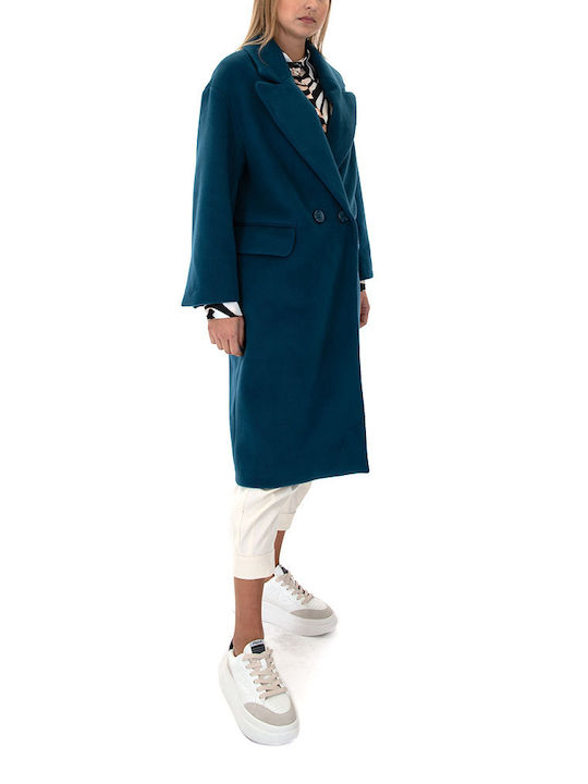 MY T Women's Midi Coat with Buttons BLUE