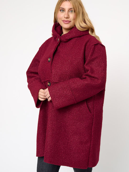 Gelockt Frauen Μπορντό Jacke mit Kapuze
