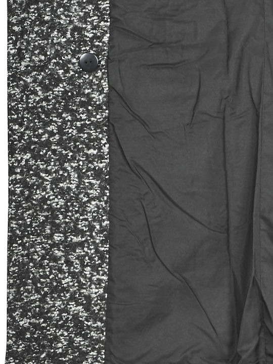 Wolle Damen Schwarz Mantel mit Knöpfen