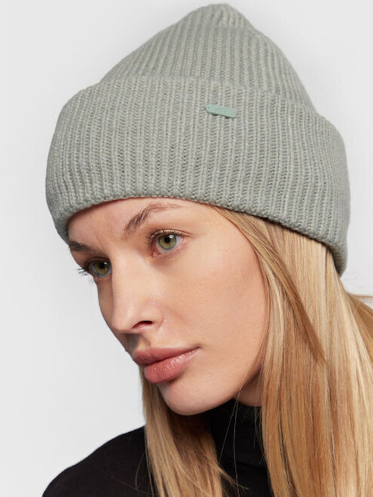 4F Beanie Γυναικείος Σκούφος με Rib Πλέξη σε Πράσινο χρώμα