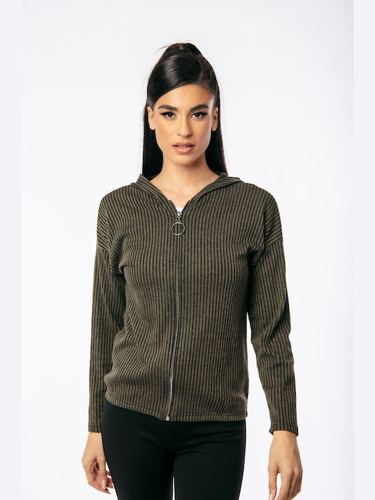 Boutique Women's Cardigan with Zipper Coffee