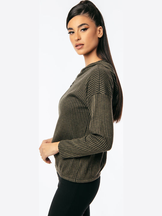 Women's Cardigan with Zipper Brown