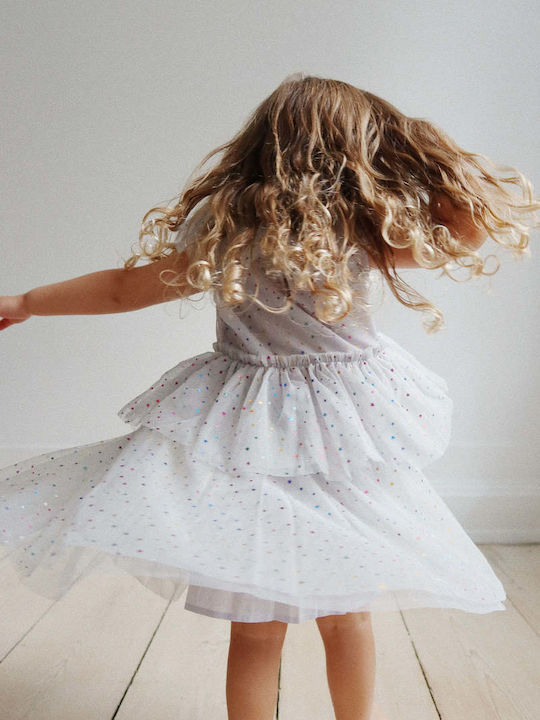 Girls Dress Sleeveless Tulle Light Blue