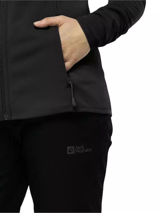 Fleece Γυναικεία Ζακέτα σε Μαύρο Χρώμα