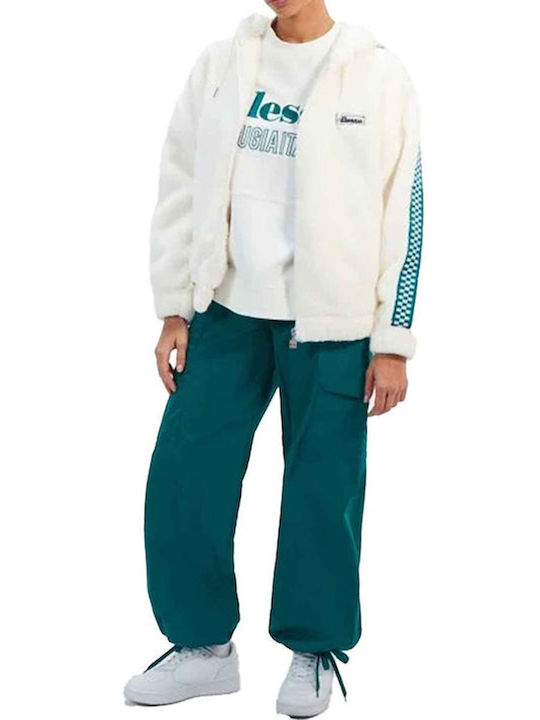 Jachetă Fleece de Damă cu Fermoar Off White