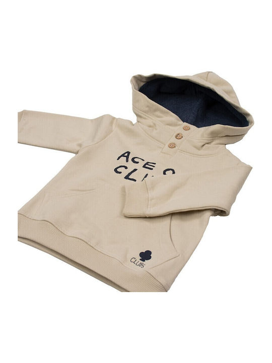 Kids Sweatshirt with Hood and Pockets Beige