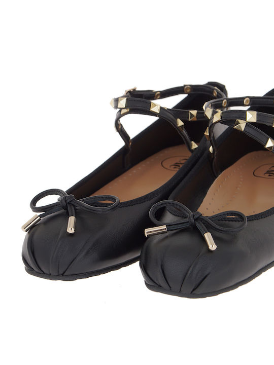 Leder Damen Ballerinas Schwarze