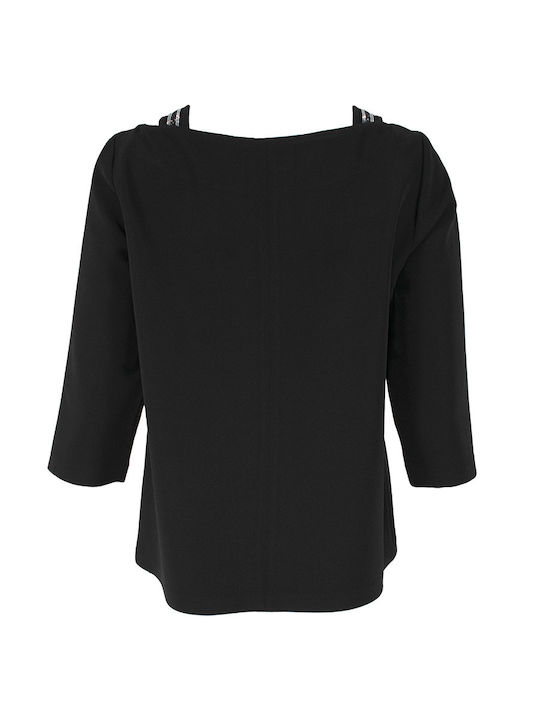 Pirouette Women's Blouse with 3/4 Sleeve black