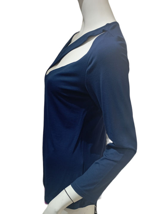 Kalliope Damen Bluse Langärmelig Blue