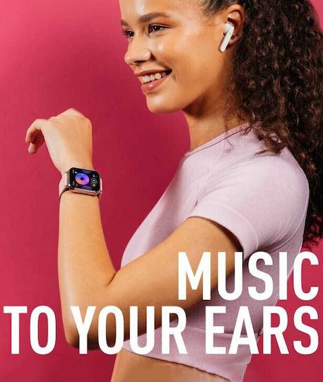 Reflex Active Series 23 Set with TWS Earbuds Smartwatch with Heart Rate Monitor (Pink Rose Gold Plated)