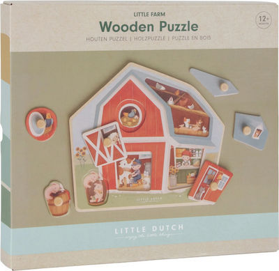 Wooden Kids Peg Puzzle Little Farm for 1+ Years 6pcs Little Dutch