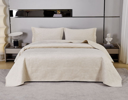 Liolios Home Mandy Coverlet King Size Microfiber Ivory 260x240cm Liolios Home Mandy Coverlet King Size Microfiber Ivory 260x240cm