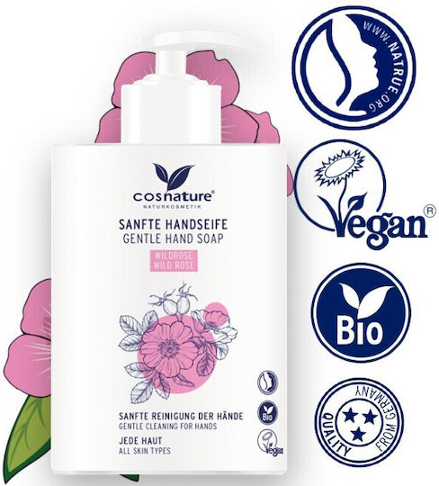 Cosnature Wild Rose Κρεμοσάπουνο με Αντλία Τριαντάφυλλο 300ml