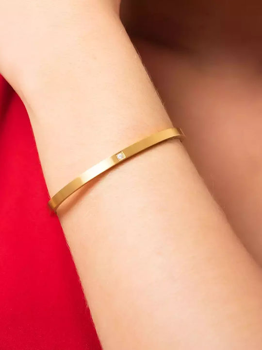 Oxzen Bracelet made of Steel Gold Plated with Zircon