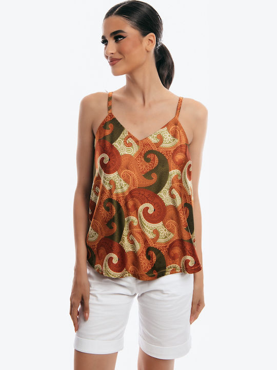 Damen Bluse mit Trägern orange