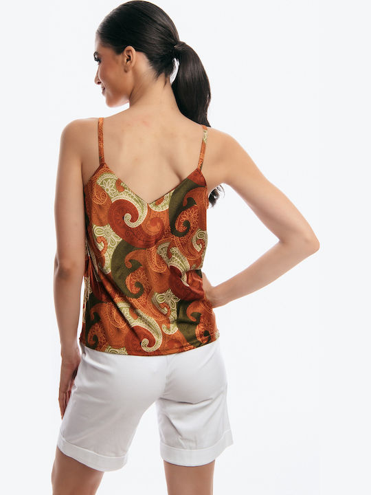 Damen Bluse mit Trägern orange