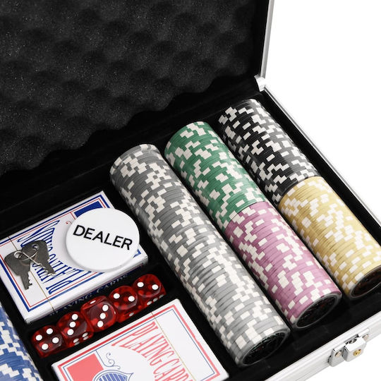 vidaXL Set 300 Poker Chips 40mm / 11.5gr with 5 Decks